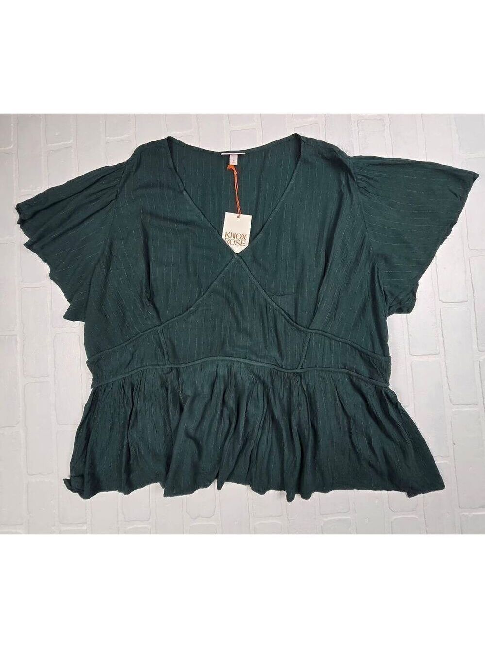 Knox Rose V-Neck Flutter Sleeve Blouse 4X